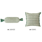 Cozy cushion set made of woven cotton blend with cylindrical roll and tassels Kalsten