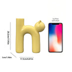 Ceramic Sculptural Cat Letter H Bud Vase With Tubular Mouth Minimalist Tabletop Decor