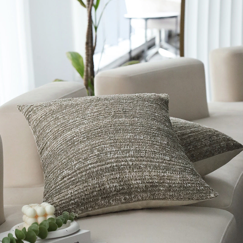 Square decorative cushion cover made of felted bouclé with fine linear texture Kalsten
