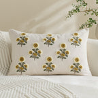 Tufted Floral Embroidered Decorative Throw Pillow Cover