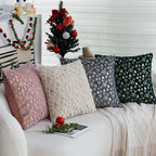 Square festive velvet cushion cover with golden Christmas applique Kalsten