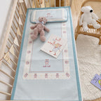 Padded baby crib mattress with good night print, non-slip bottom and wipeable cover