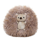 Round Curly Faux-Fur Decorative Cushion with Center Plush Hedgehog Kalsten
