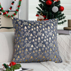 Square festive velvet cushion cover with golden Christmas applique Kalsten