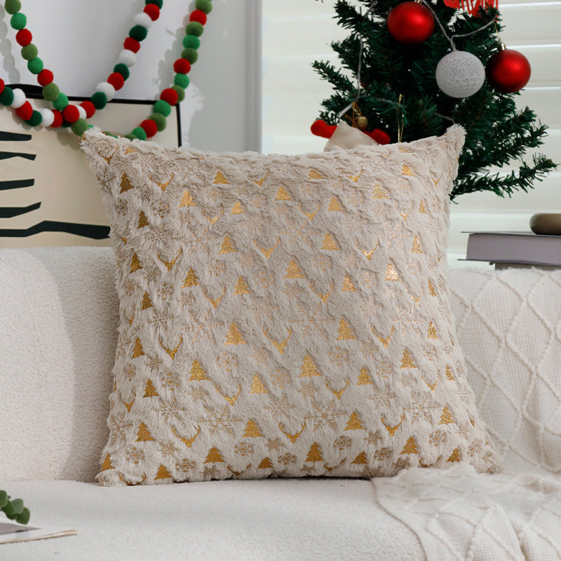 Square festive velvet cushion cover with golden Christmas applique Kalsten