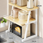 Compact Two-Tier Kitchen Microwave and Appliance Stand with Heat-Resistant Top and Open Lower Storage