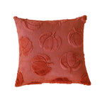 Square decorative pillow cover with 3D pumpkin tufting made of fluffy chenille and concealed zipper Kalsten