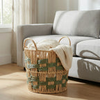 Decorative Woven Storage Basket with Geometric Pattern Kalsten