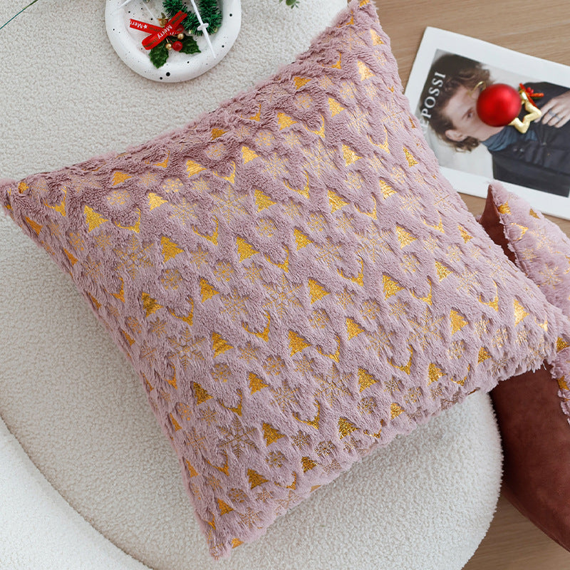 Square festive velvet cushion cover with golden Christmas applique Kalsten
