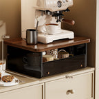 Elevated Coffee Machine Stand with Concealed Storage Drawer and Walnut Shelf
