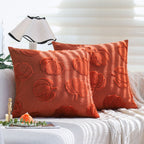 Square decorative pillow cover with 3D pumpkin tufting made of fluffy chenille and concealed zipper Kalsten