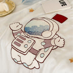 Children's bedding set with embroidered astronaut and space motif made of cotton satin Kalsten