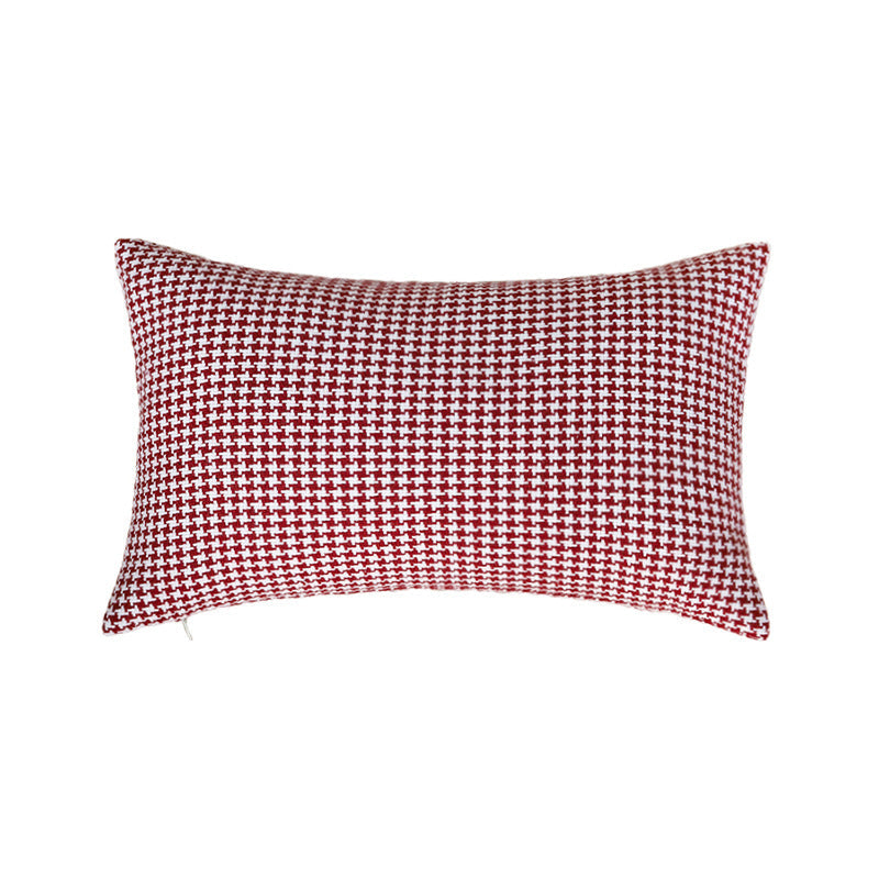 Rectangular Houndstooth Lumbar Pillow Cover made of dense cotton blend with concealed zipper Kalsten