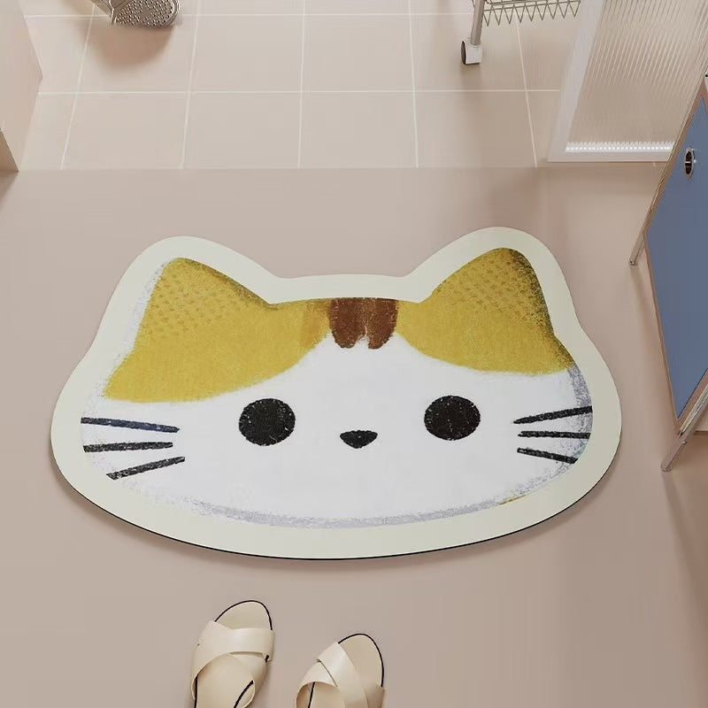 Cat-Themed Plush Bath Mat for Bathroom Decor