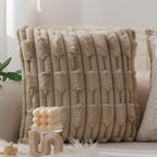 Square cushion cover made of extra-soft ribbed faux fur with Kalsten filling pillow