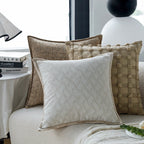 Square decorative cushion cover made of coarse woven bouclé with fine piping Kalsten