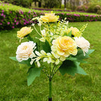 Realistic Artificial Peony Bouquet Solar Garden Stake With Dusk-To-Dawn LED And Adjustable Stem Kalsten