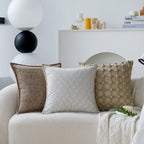 Square decorative cushion cover made of coarse woven bouclé with fine piping Kalsten