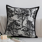 Decorative cushion with fine jacquard tree print and velvet piping Kalsten