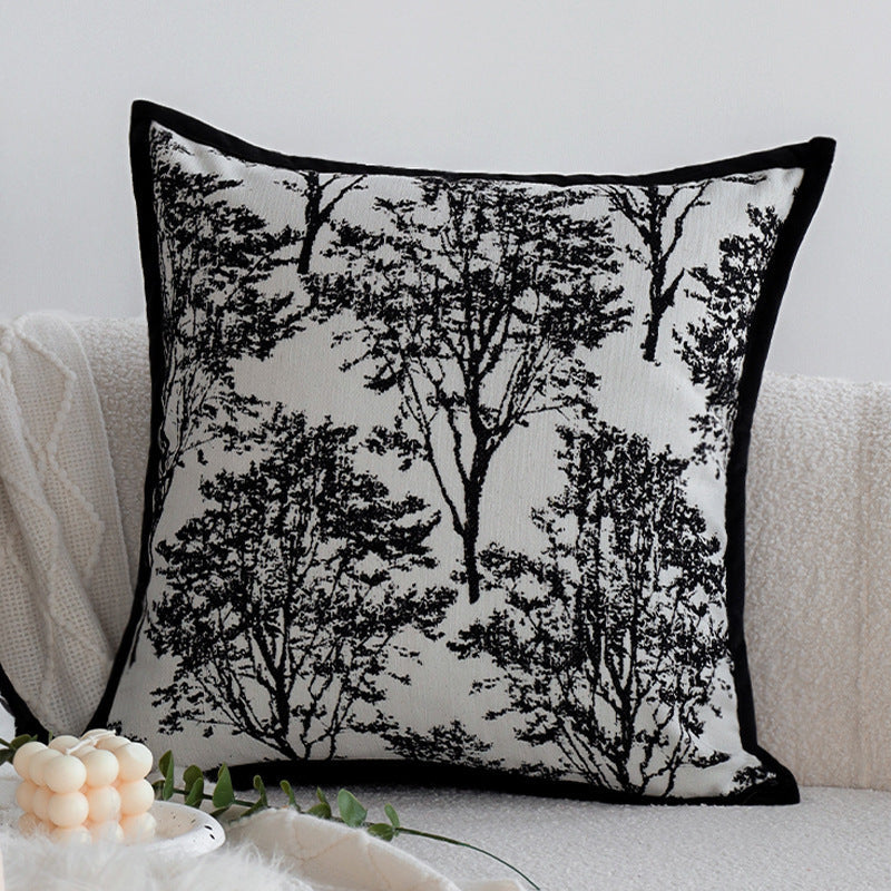 Decorative cushion with fine jacquard tree print and velvet piping Kalsten