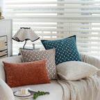 Square sofa cushion cover made of textured plush with fine piping Kalsten