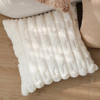 Square cushion cover made of extra-soft ribbed faux fur with Kalsten filling pillow