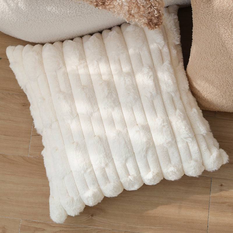 Square cushion cover made of extra-soft ribbed faux fur with Kalsten filling pillow