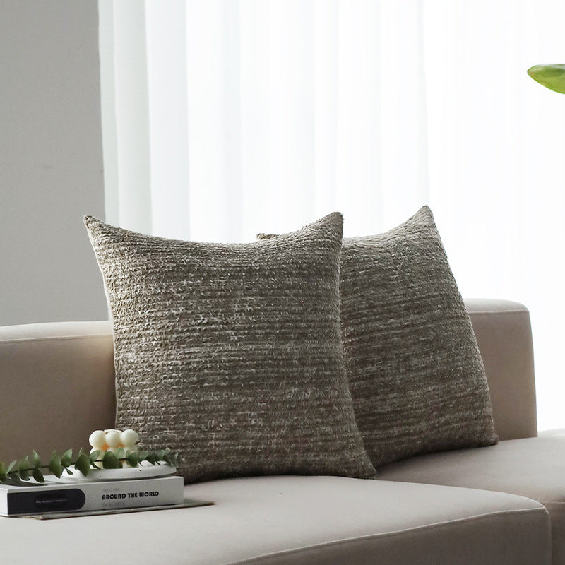 Square decorative cushion cover made of felted bouclé with fine linear texture Kalsten