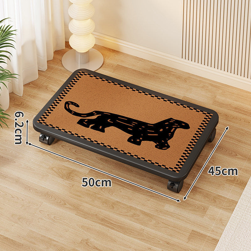 Low-Profile Under-Bed Rolling Storage Platform with Cartoon Top and Locking Casters