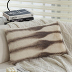 Rectangular teddy fleece decorative cushion cover with striped sherpa texture and concealed zipper Kalsten