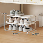 Compact Low-Profile Two-Tier Powder-Coated Metal Shoe Organizer