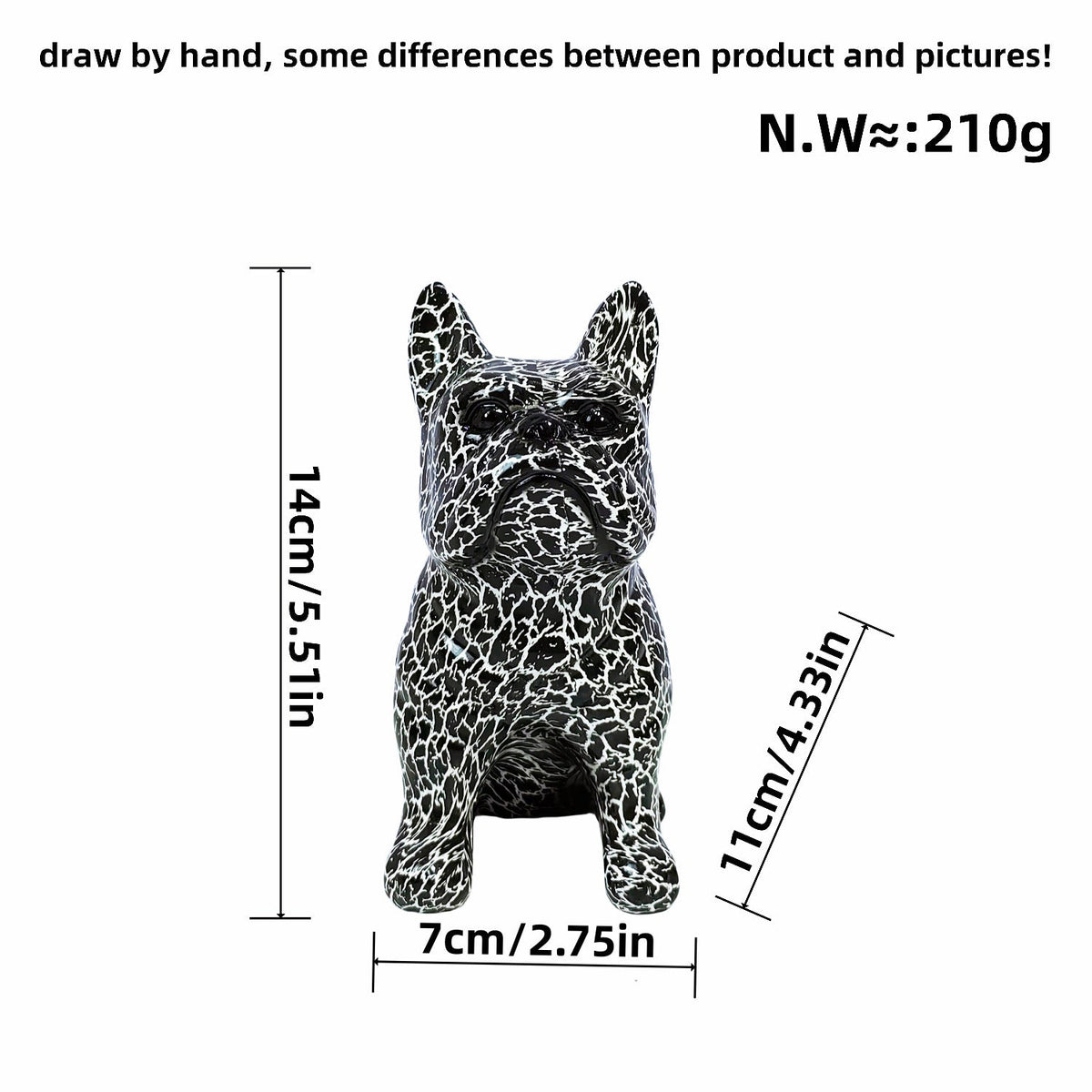 Creative bulldog figurine made of hand-painted resin Kalsten