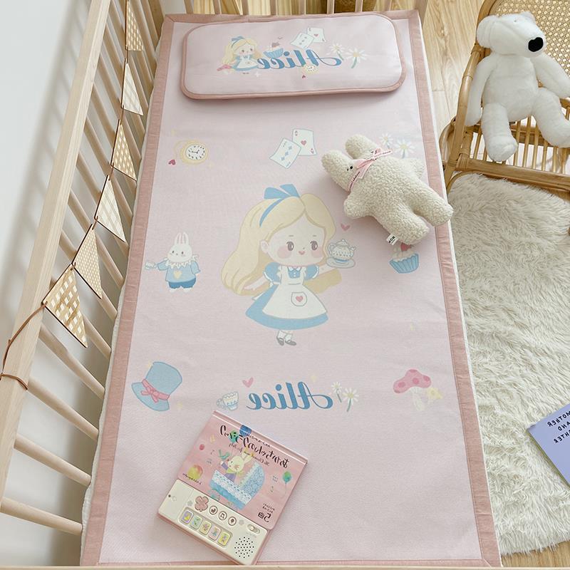 Padded baby crib mattress with good night print, non-slip bottom and wipeable cover