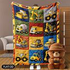 Construction-Themed Fleece Throw Blanket