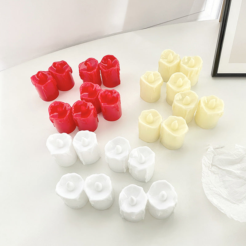 Flameless LED Tealight Candle Set with Realistic Drip-Edge and Flicker Flame