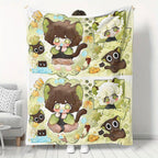 Cartoon Animal-Themed Fleece Throw Blanket