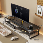 Slim Floating Desktop Monitor Riser with Ventilated Under-Shelf and Rounded Metal Frame