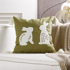 Embroidered Bunny Appliqué Tassel Lumbar Pillow Cover