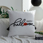 Square decorative cushion cover with Halloween pumpkin face tuft appliqué made of velvet Kalsten