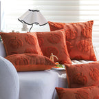 Square decorative pillow cover with 3D pumpkin tufting made of fluffy chenille and concealed zipper Kalsten