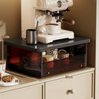 Elevated Coffee Machine Stand with Concealed Storage Drawer and Walnut Shelf