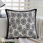 Decorative cushion with fine jacquard tree print and velvet piping Kalsten