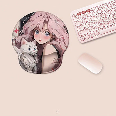 Artistic Ergonomic Mouse Pad and Wrist Rest Set