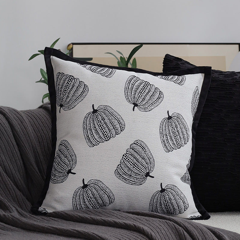 Decorative cushion with fine jacquard tree print and velvet piping Kalsten