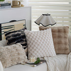 Square decorative pillow cover made of faux fur with raised honeycomb texture Kalsten