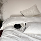 Bedding set made of cotton satin with bamboo jacquard and contrasting piping