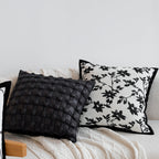 Decorative cushion with fine jacquard tree print and velvet piping Kalsten