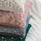 Square festive velvet cushion cover with golden Christmas applique Kalsten