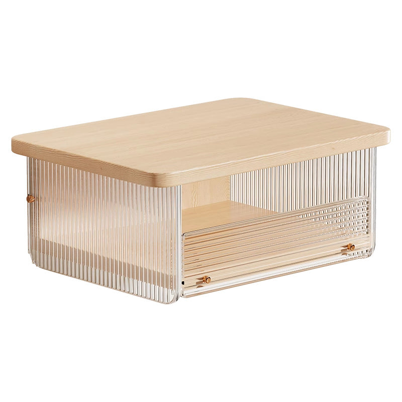 Elevated Coffee Machine Stand with Concealed Storage Drawer and Walnut Shelf