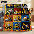 Construction-Themed Fleece Throw Blanket